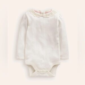 Baby Boden Lace Peter Pan Collared Bodysuit, Ivory, MSRP $29, 0-3 mo.